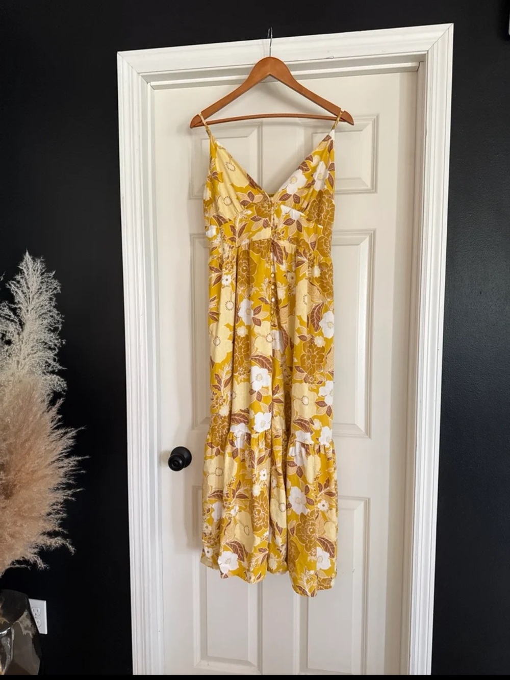 Abercrombie & Fitch Button-Through Yellow Floral Maxi Dress Size Large - Picture 12 of 12